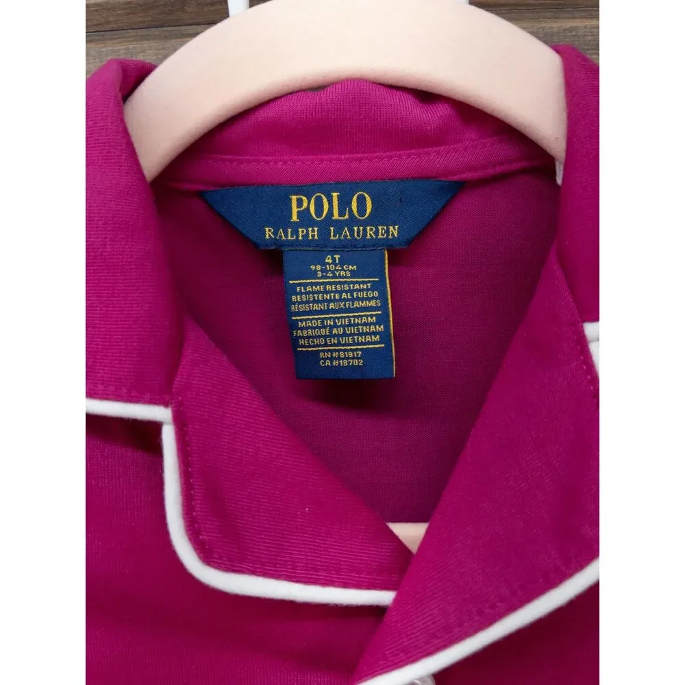 Polo Ralph Lauren Girls Jersey Sleep Set Preppy Pink 4T NWT Pajamas